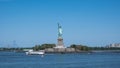 View of the Statue of Liberty on Liberty Island in New York Harbor in New York City Royalty Free Stock Photo