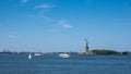 View of the Statue of Liberty on Liberty Island in New York Harbor in New York City Royalty Free Stock Photo