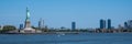 View of the Statue of Liberty on Liberty Island in New York Harbor in New York City Royalty Free Stock Photo