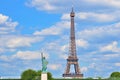 Statue of Liberty vs Eiffel Tower Royalty Free Stock Photo