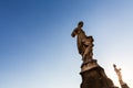 View of a statue at the Ponte Santa Trinita bridge in Florence, Royalty Free Stock Photo