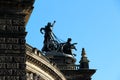 View on a statue on a roof of a historical building in dresden sachsen germany