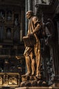 Saint Bartolomeo scorticato Statue in the Milan`s Cathedral Italy Royalty Free Stock Photo