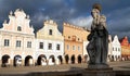 View of statue of st. Margaret on Telc or Teltsch town