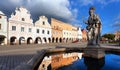 View of statue of st. Margaret on Telc or Teltsch town