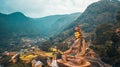 View of Statue Temple of Guru Padmasambhava, Kathmandu valley, Nepal - October 16, 2017 Royalty Free Stock Photo