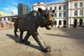 Statue of Walking Tiger in the Center of City of Oslo, Norway