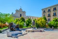 View of statues on piazza umberto giordano in Foggia, Italy....IMAGE Royalty Free Stock Photo