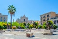 View of statues on piazza umberto giordano in Foggia, Italy....IMAGE Royalty Free Stock Photo