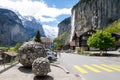 View of Staubbach waterfall in Lauterbrunnen