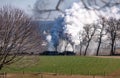 View of a Steam Double Header Freight Train Traveling Thru Rural America on a Sunny Winter Day