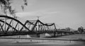 View of the steel bridge in Kampot, Cambodia Royalty Free Stock Photo
