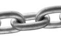 Close up of steel chain links isolated on white background. Royalty Free Stock Photo