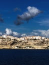 View of the steep cliffs and fortified town of Bonfacio on the south coast of Corsica