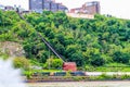 A view of a steep incline transporting passengers up a hill in Pittsburgh Royalty Free Stock Photo