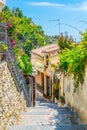 View of a steep path connecting Isola Bella and Taormina, Sicily, Italy Royalty Free Stock Photo