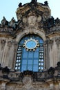 View on a steeple with clock in the city dresden sachsen germany
