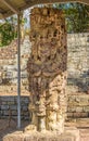 View at the Stela in Archaeological Site of Copan in Honduras