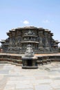 View of stellate, star Shape, form of shrine outer wall at the Chennakeshava temple. Belur, Karnataka. View from West.