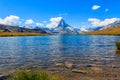 View of Stelli Lake Stellisee and Matterhorn mountain at summer in Zermatt, Swiss Alps, Switzerland Royalty Free Stock Photo