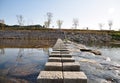 View of stepping stones across Namcheon Stream, Gyeongju, South Korea Royalty Free Stock Photo