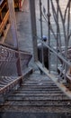 view of the steps leading downward view through the closing door Royalty Free Stock Photo