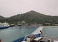 View from stern of Port ferry boat in Koh Chang Island, Trat, Thailand.