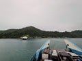 View from stern of Port ferry boat in Koh Chang Island, Trat, Thailand.