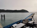 View from stern of Port ferry boat in Koh Chang Island, Trat, Thailand.