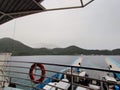 View from stern of Port ferry boat in Koh Chang Island, Trat, Thailand.