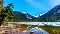 View of the still partly frozen Lower Joffre Lake in the Coast Mountain Range