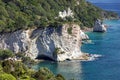 The view of Stingray Bay from the vantage point of Cathedral Cove Trail, in Coromandel, New Zealand.