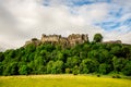 A view of Stirling Castle on top of the rocky hill in central Scotland