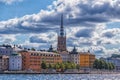View of Stockholm buildings with dramatic sky