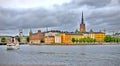 View from Stockholm City Hall Stockholms stadhus with cruise ship Royalty Free Stock Photo