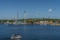 View of Stockholm from Sodermalm district. Panorama of Djurgarden. Sweden.