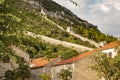 View of Ston town and its defensive walls, Peljesac Peninsula, Croatia. Ston was a major fort of the Ragusan Republic.