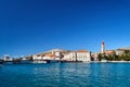 View of the stone bridge and historic buildings of the city of Trogir Royalty Free Stock Photo