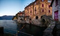 View of the stone bridge of Nesso village on Lake Como Royalty Free Stock Photo