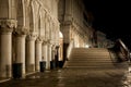 Foot bridge on canal of Bridge of Sighs at night, Venice Italy Royalty Free Stock Photo