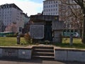 Stone monument erected in memory of the victims of the fascism on the ground of a former Gestapo building in Vienna, Austria.