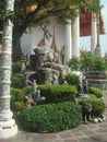 Thailand old Buddhist temple stone sculpture scene view 3