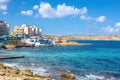 Stone coast and apartments houses in Bugibba district. Malta Royalty Free Stock Photo