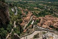 View of stone staircase, roofs and belfry in Moustiers-Sainte-Marie. Royalty Free Stock Photo