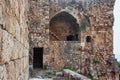 View of the stone walls of the old ancient crusader castle in the historic city of Byblos. The city is a UNESCO World Heritage Royalty Free Stock Photo