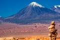 Stones in friont of Volcanoe Licancabur, Moon Valley, Atacama desert, Chile Royalty Free Stock Photo