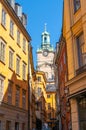 View with Storkyrkan The Great Church, officially named Sankt Nikolai kyrka Church of St. Nicholas and informally called Stock