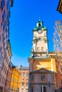 View with Storkyrkan The Great Church, officially named Sankt Nikolai kyrka Church of St. Nicholas and informally called Stock