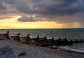 View of storm clouds over Sheringham beach on the North Norfolk coast Royalty Free Stock Photo