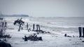 View of Stormy sea weather on very severe tropical cyclonic storm Bulbul that lashed and struck West Bengal and Bangladesh causing Royalty Free Stock Photo